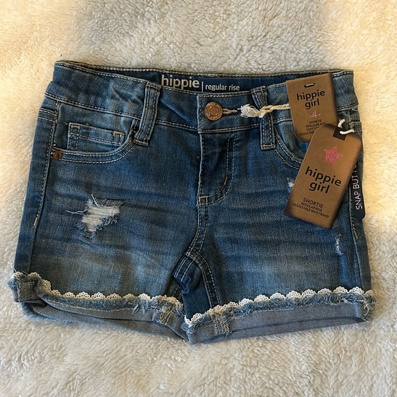 NWT, hippie girl, girls, regular rise shortie jean shorts, adj waistband - Picture 1 of 6